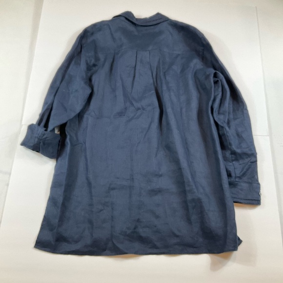 Elie Tahari Women’s Blue Linen Long Sleeve Shirt Small Size MSRP $245 - Picture 6 of 8